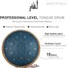 imageSteel Tongue Drum  HOPWELL 15 Note 14 Inch Tongue Drum  Hand Pan Drums with Music Book Steel Handpan Drum Mallets and Carry Bag D Major BlackNavy Blue