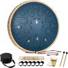 imageSteel Tongue Drum  15 Note 12 Inch Tongue Drums  Percussion Instruments  Hand Pan Drum with Music Book Drum Mallets and Carry Bag D Major BlackNavy Blue